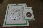 Honda H100 CG125, Front and Rear Sprocket Kit, Honda Part Numbers 41201-397-600/41201-418-710/23801-436-000