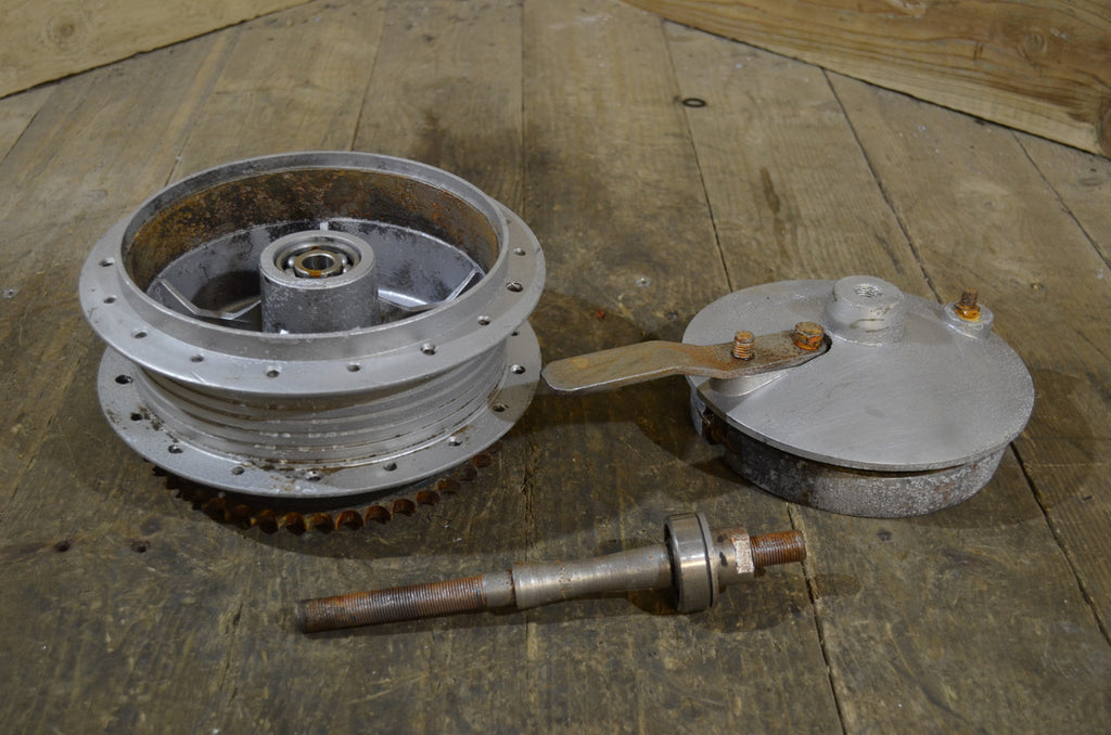 MAF 175 250 Rear ,Hub Brake Plate, Sprocket & Spindle Used Part