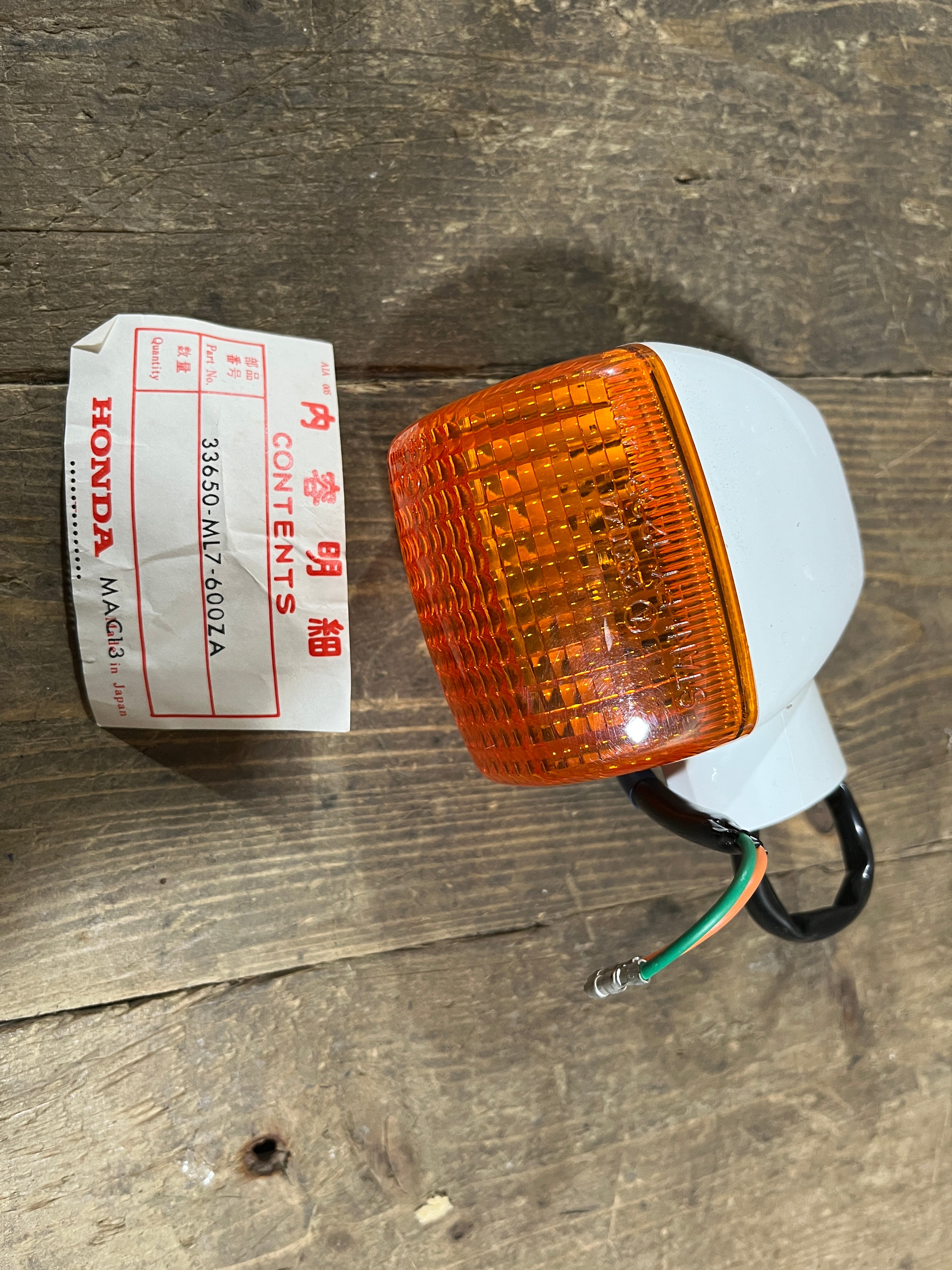 Honda VFR650F ,White Indicator, Genuine NOS Parts Number 33650-ML7-601ZA