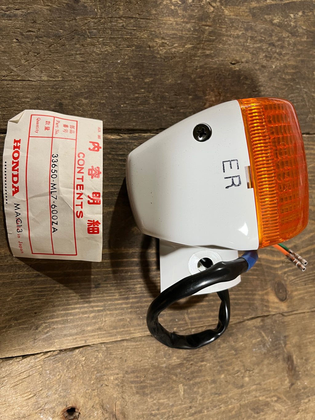 Honda VFR650F ,White Indicator, Genuine NOS Parts Number 33650-ML7-601ZA