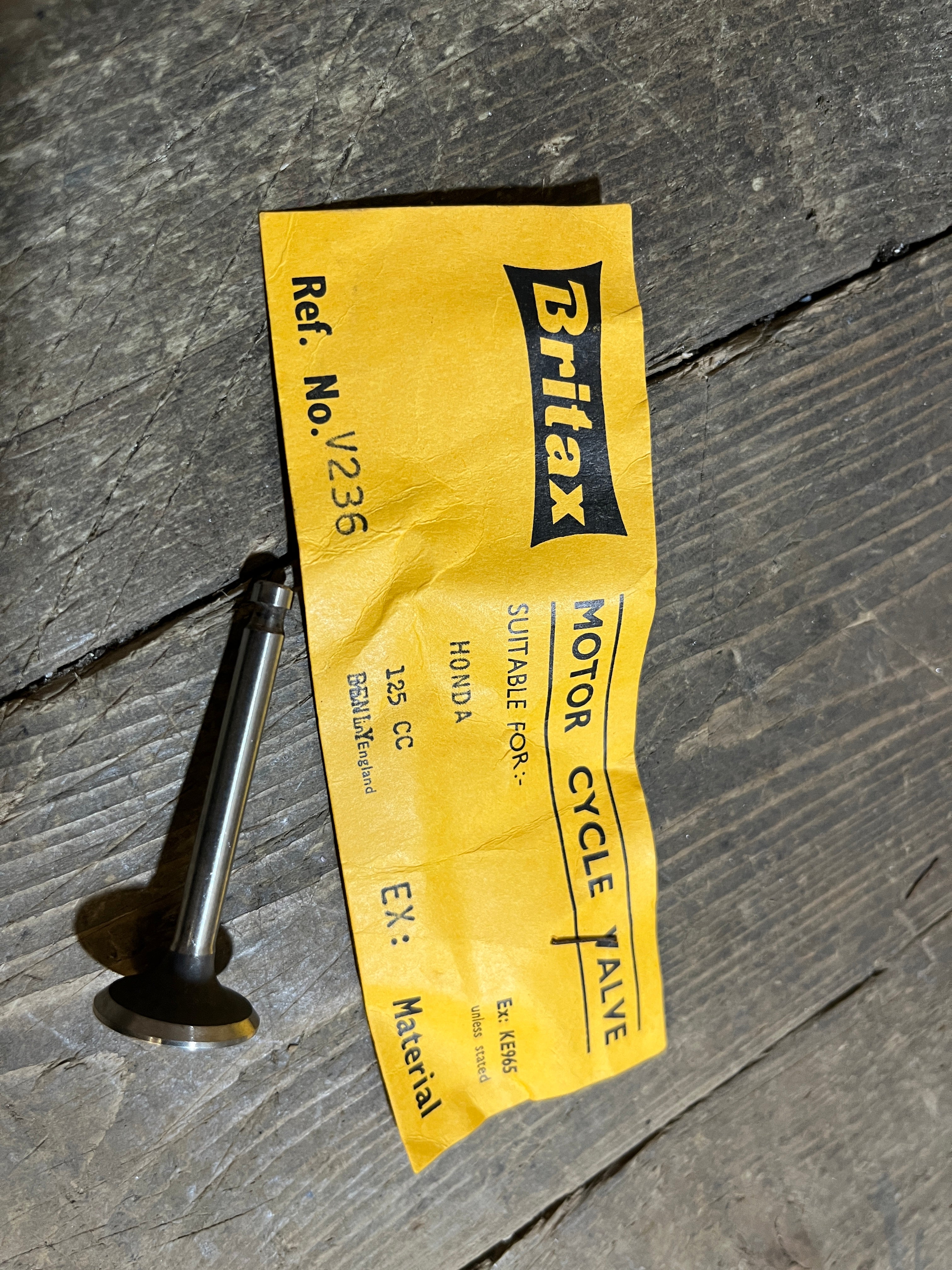 Honda CB92 CB95 ,Exhaust Valve, Genuine Britax Part Honda Part Number 14721-205-000