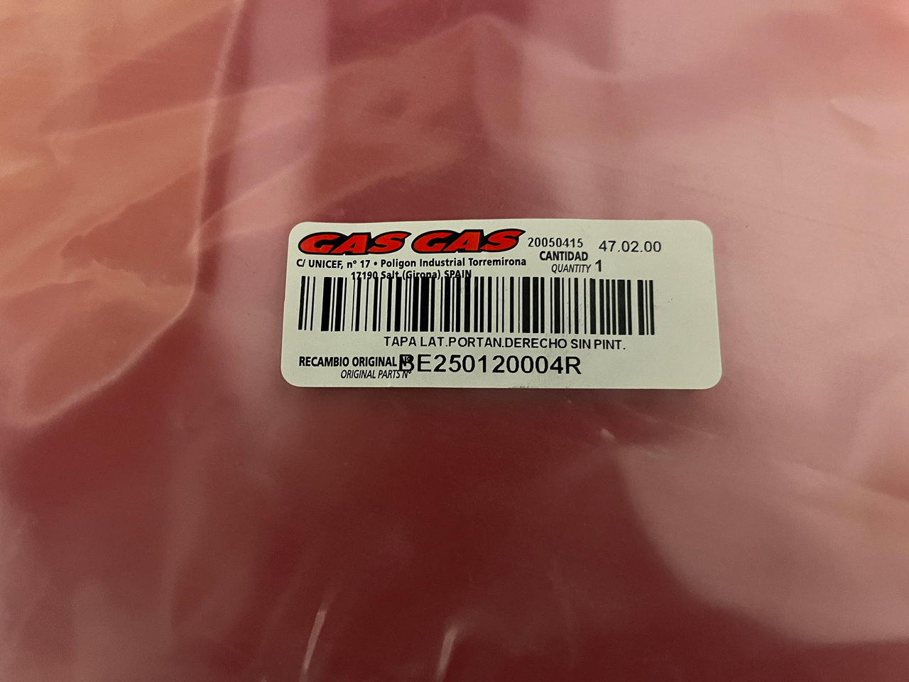 Gas Gas EC250 2002-2006 Red ,Side Panel Set, Genuine Gas Gas Part