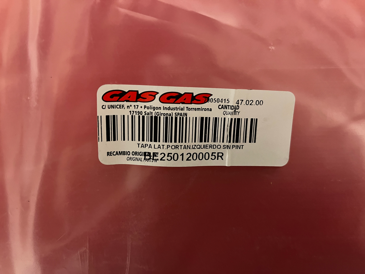 Gas Gas EC250 2002-2006 Red ,Side Panel Set, Genuine Gas Gas Part
