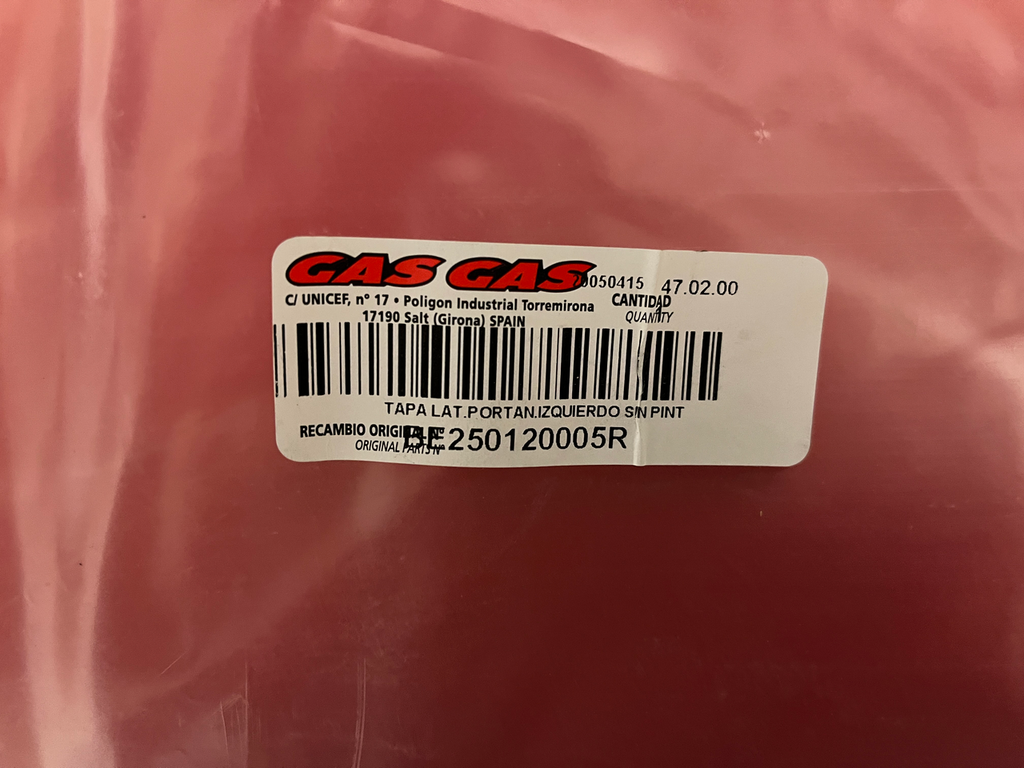 Gas Gas EC250 2002-2006 Red ,Left Side panel, Genuine NOS BE250120005R