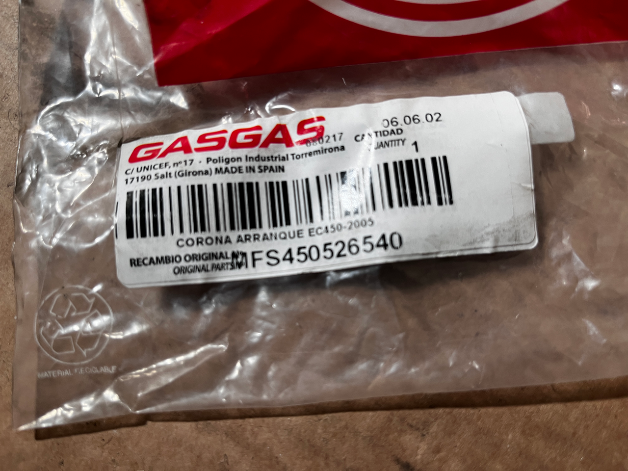 Gas Gas HP Wild 450 FSE 450 EC450F ,Starter Sprocket, Genuine NOS MFS450526540