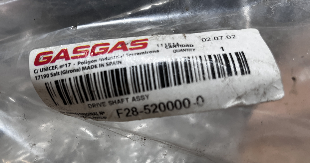 Gas Gas Randonne 125 & 200 2011-2015  ,Secondary Shaft Assy, NOS F28-520000-0