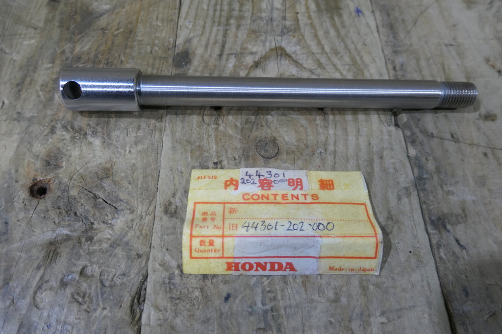 Honda C92 C95 CA160 ,Front Wheel Spindle, NOS Genuine Honda Part Number 44301-202-000