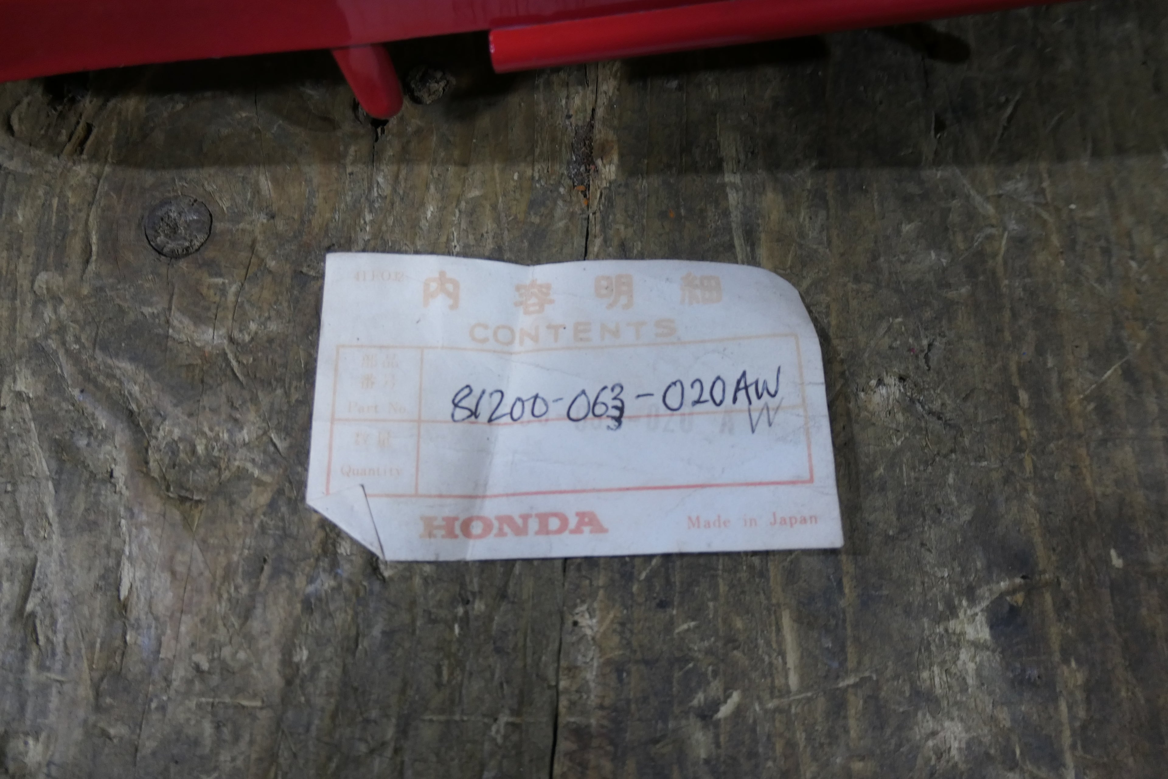 Honda PC50 ,Red Luggage Carrier, Genuine NOS Honda Part Number 81200-063-020AW