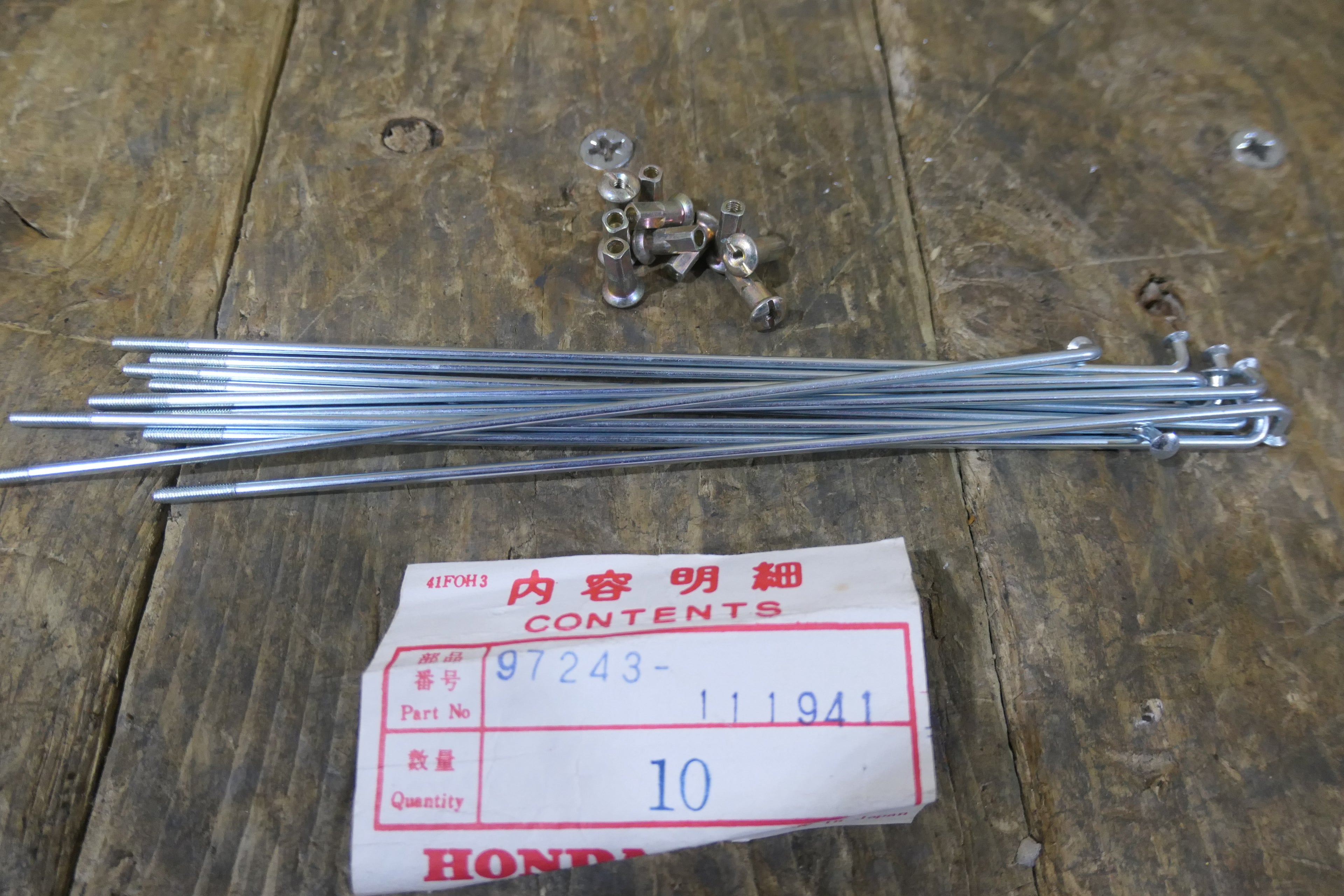 Honda P50 P25 ,20 Genuine Spokes & Nipples, for Front Wheel NOS 97243-111941