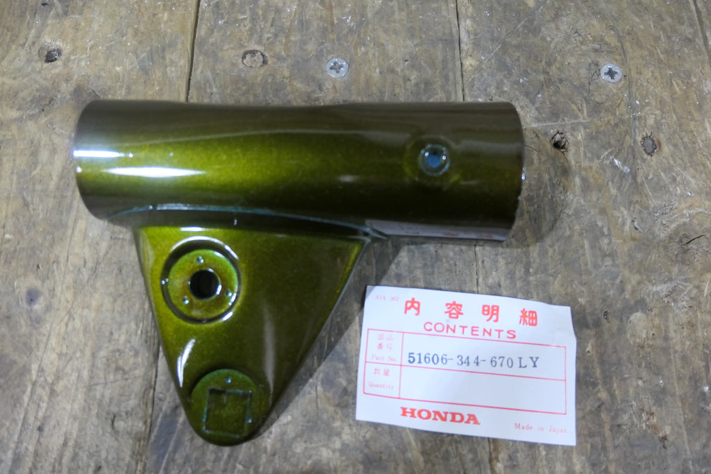 Honda CB350 350 K4 ,Left Fork Cover, Genuine NOS Part Number 51606-344-670LY