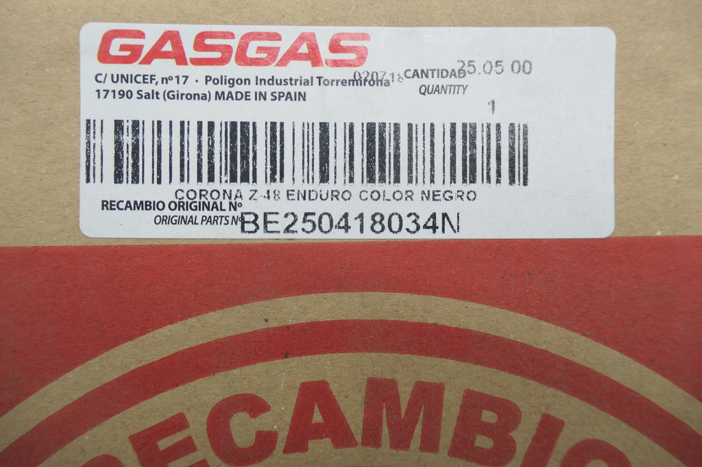 Gas Gas EC, MC, SM, FSE, FSR, Black Rear Sprocket, 48T, Genuine, NOS, BE250418034N available at Moto-Classic from 29.95