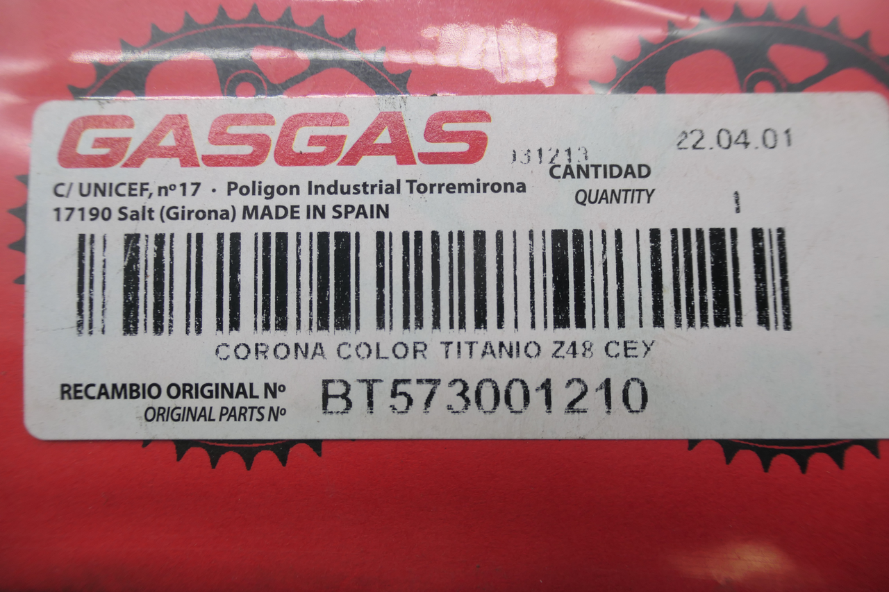 Gas Gas TXT Pro ,Rear Sprocket, 48 Teeth Genuine NOS BT573001210