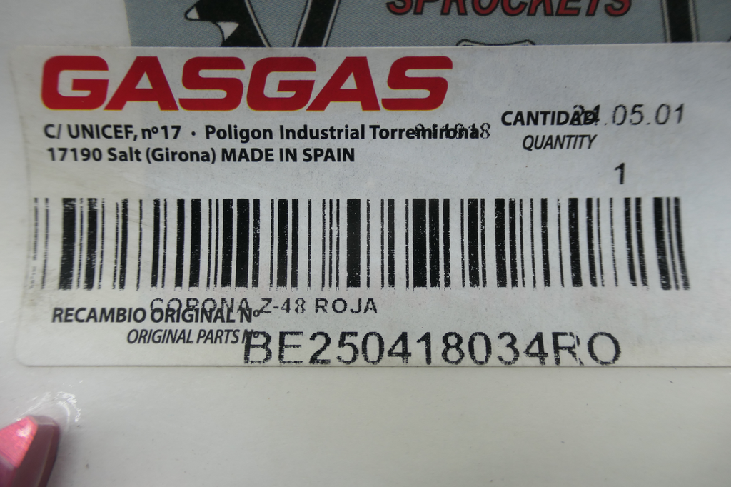Gas Gas EC MC SM FSE FSR Roja ,Rear Sprocket 48T, Genuine NOS BE250418034RO