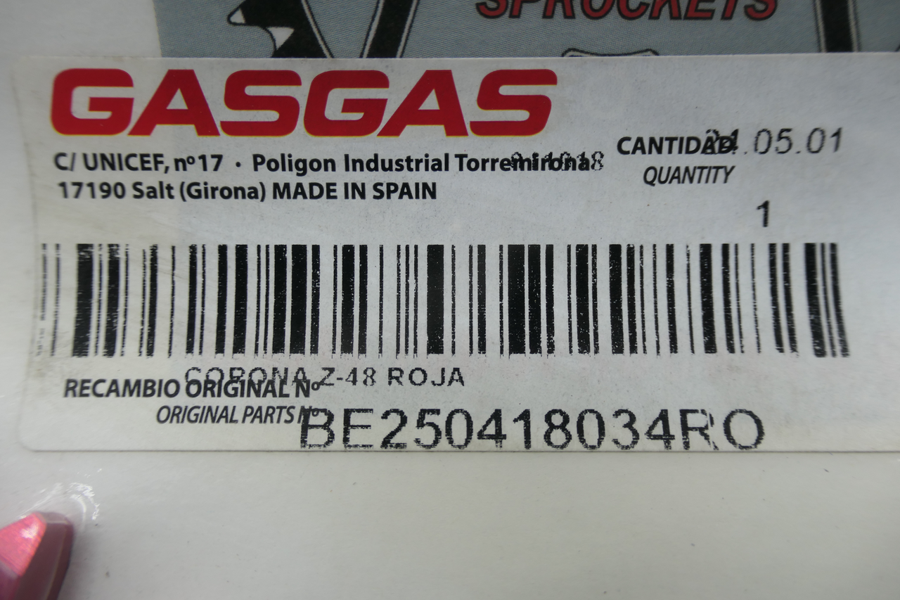 Gas Gas EC MC SM FSE FSR Roja ,Rear Sprocket 48T, Genuine NOS BE250418034RO