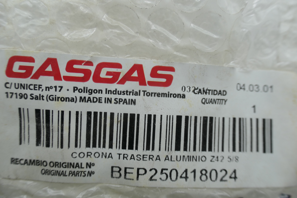 Gas Gas Pampera 125-250-280 ,Rear Sprocket 42T, Genuine NOS BEP250418024
