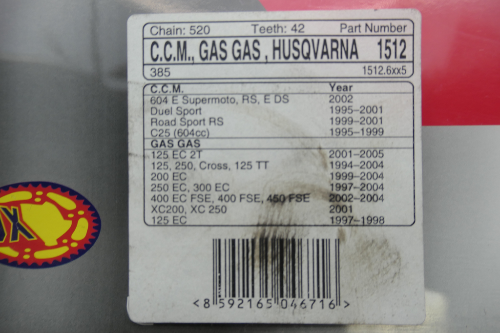 Gas Gas EC TT FSE SuperSprox ,Rear Sprocket 42T, Genuine NOSBE57042R2508