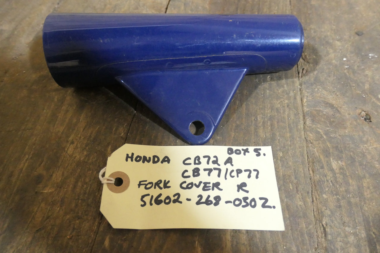 Honda CB72 CB77 CYP77 ,Right Front Fork Cover, Genuine Honda Part Number 51602-268-030Z