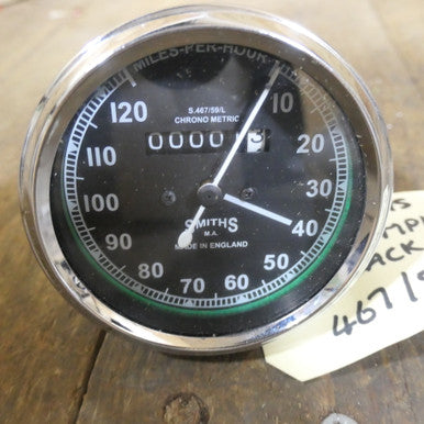 Smiths 120 MPH ,Black Face Speedometer, 467 59 L Classic Bike BSA Royal Enfield TriumphBlack Face