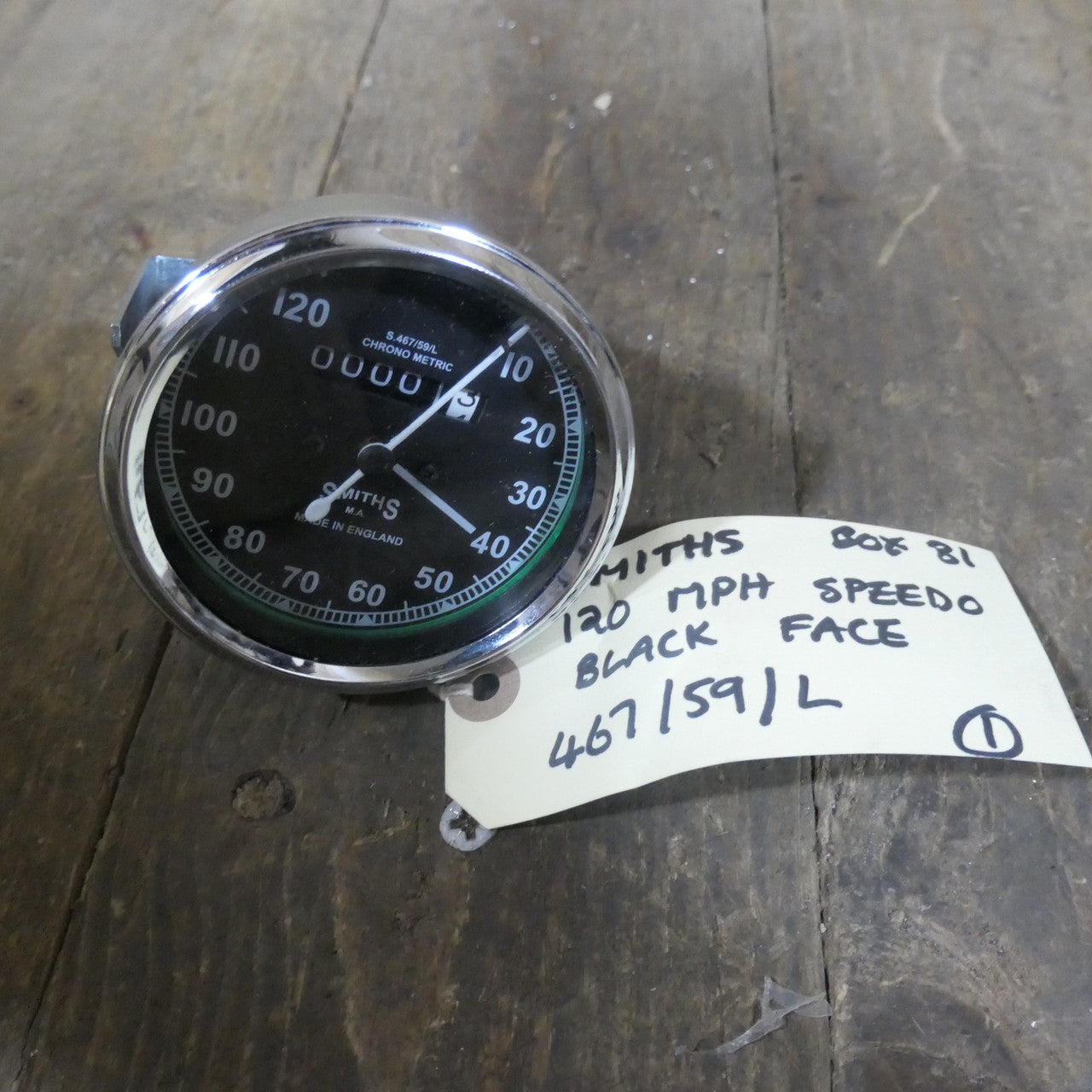 Smiths 120 MPH ,Black Face Speedometer, 467 59 L Classic Bike BSA Royal Enfield TriumphBlack Face