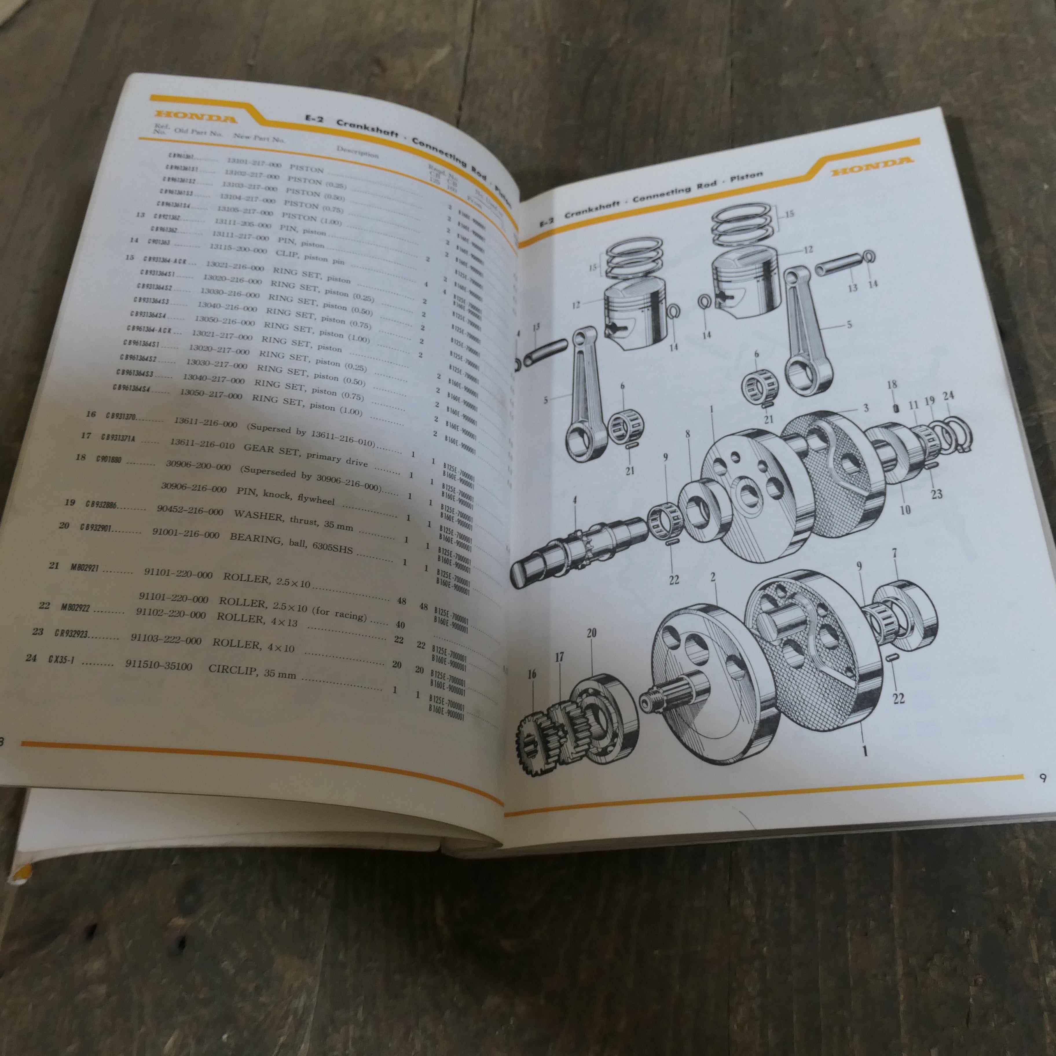 ,1967 Honda CB125 CB160 Parts List Book,