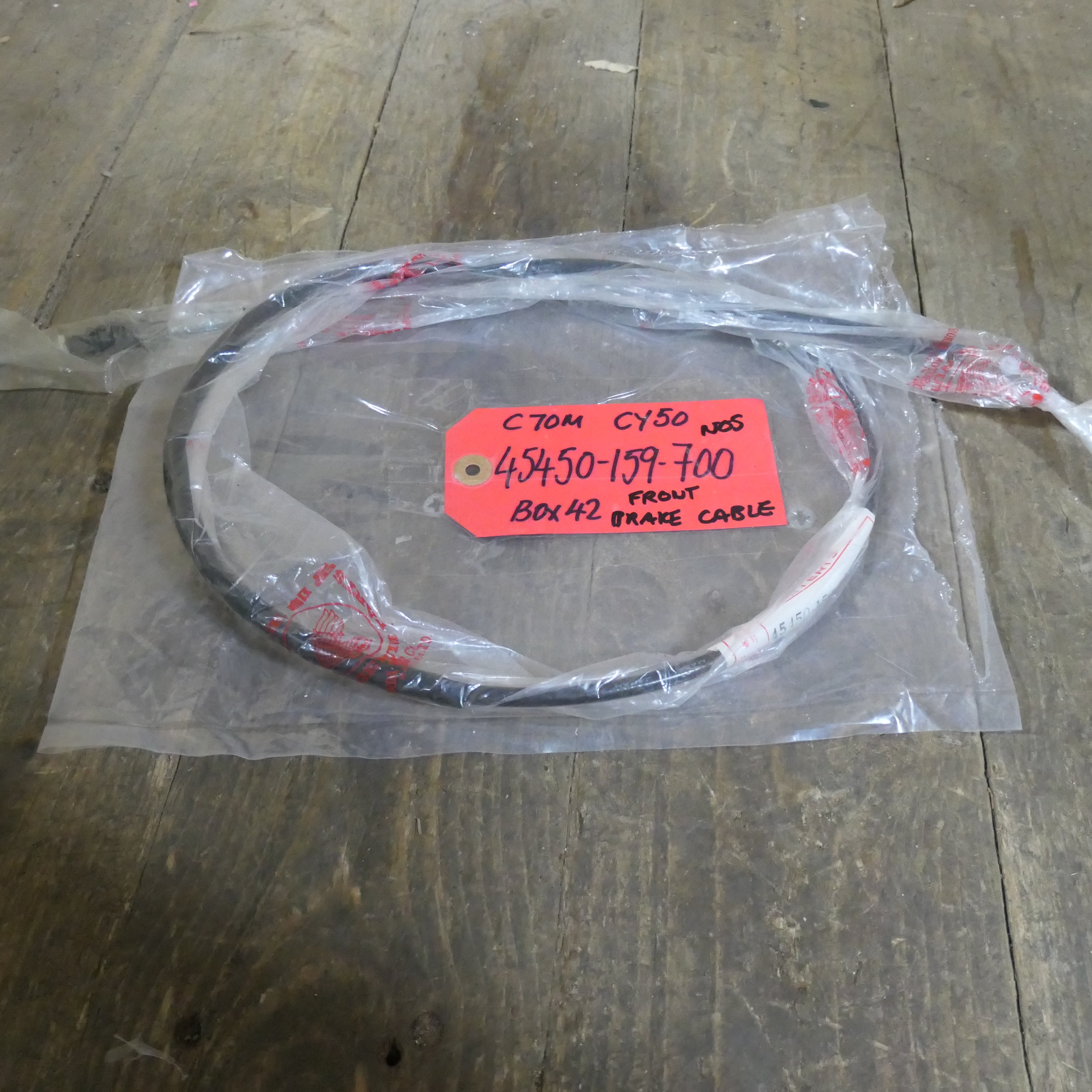 Honda C70M CY50 ,Front Brake Cable, Genuine NOS Honda Part Number 45450-159-700.