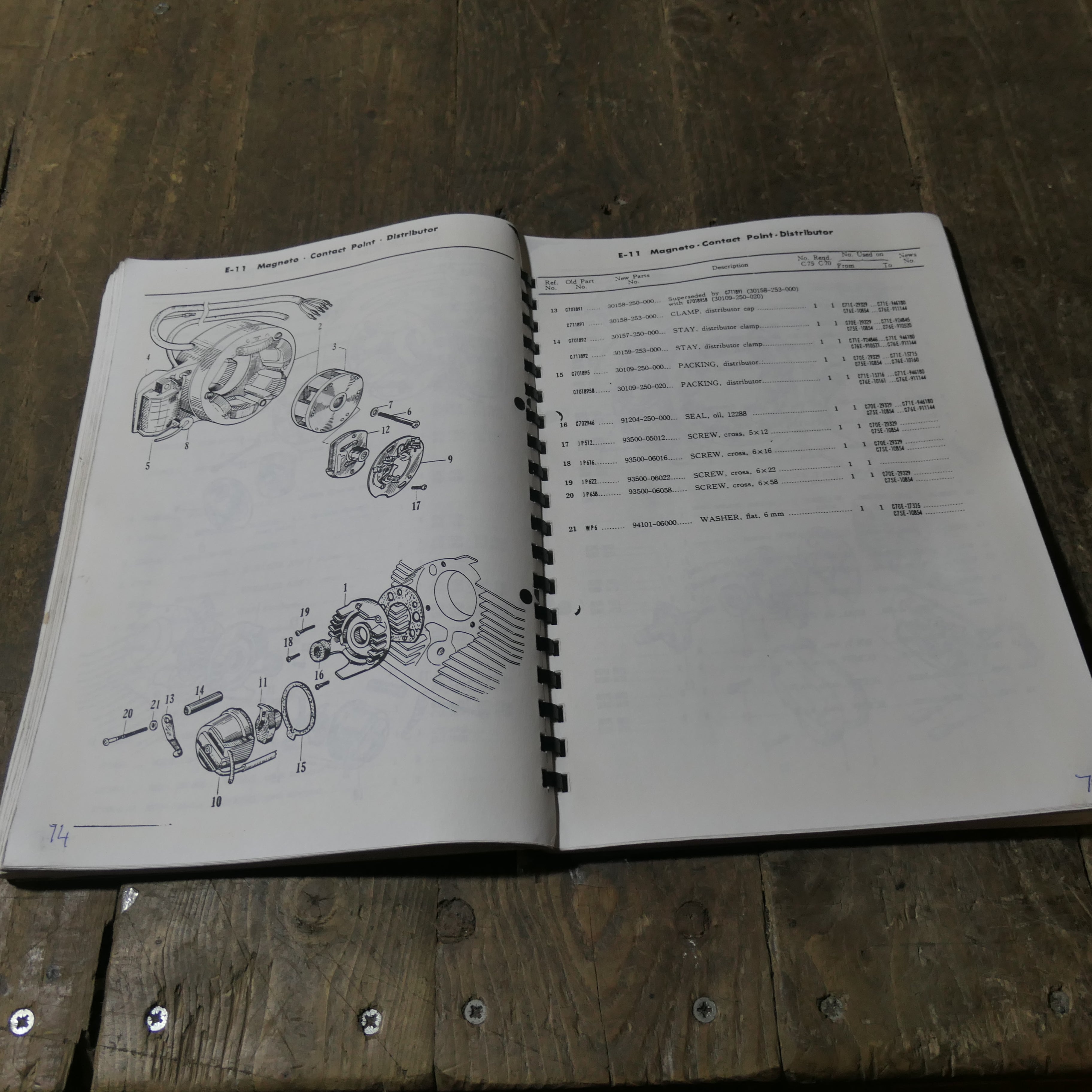 Honda C72 C77 ,Parts List Catalogue, 250cc 300cc.