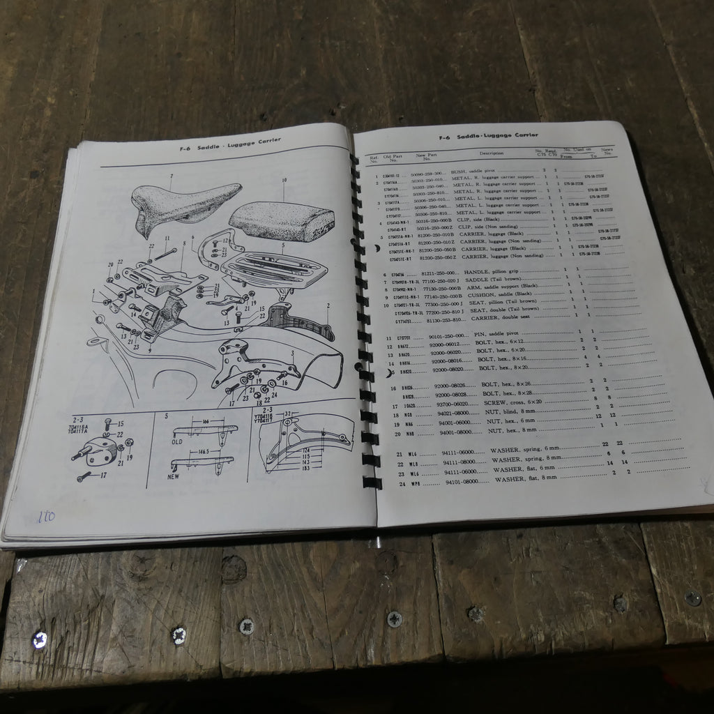 Honda C72 C77 ,Parts List Catalogue, 250cc 300cc.