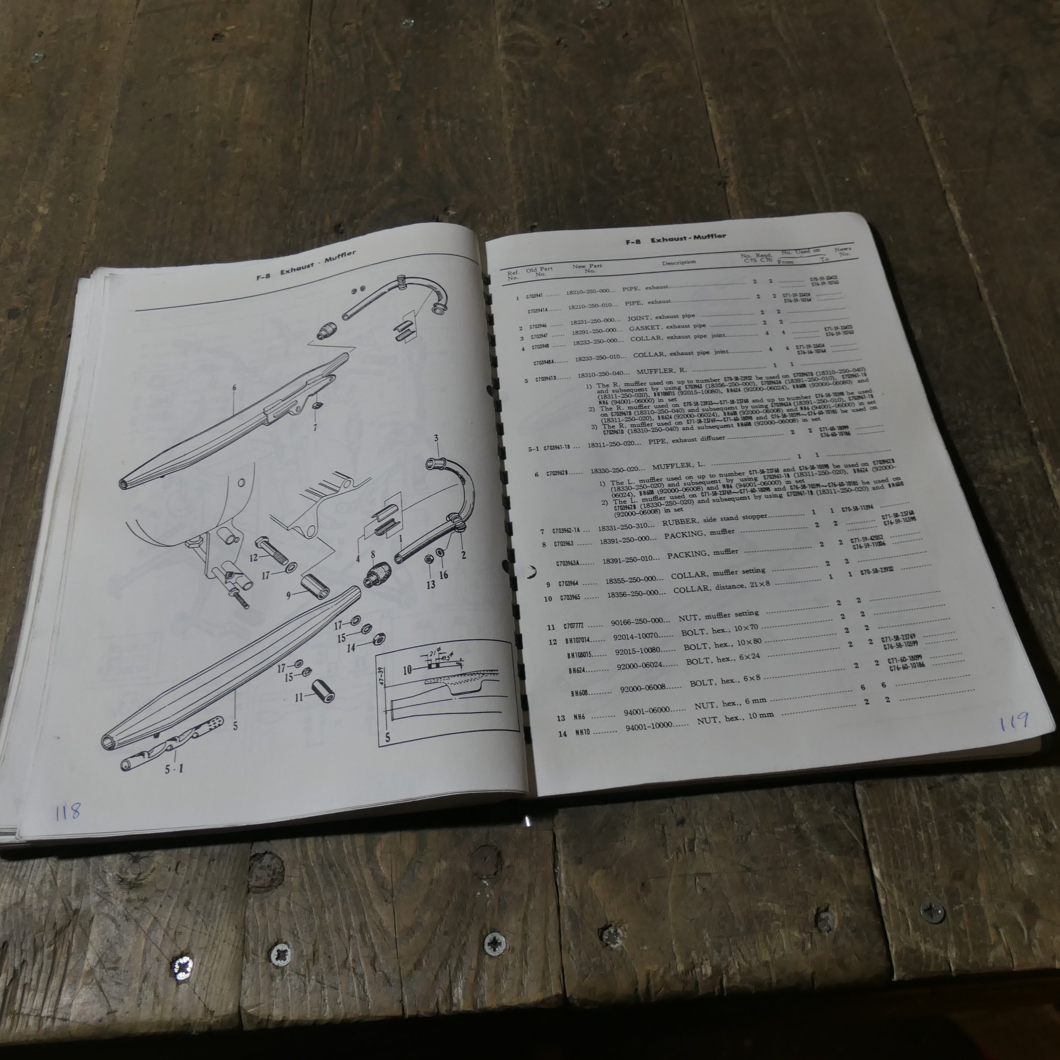Honda C72 C77 ,Parts List Catalogue, 250cc 300cc.