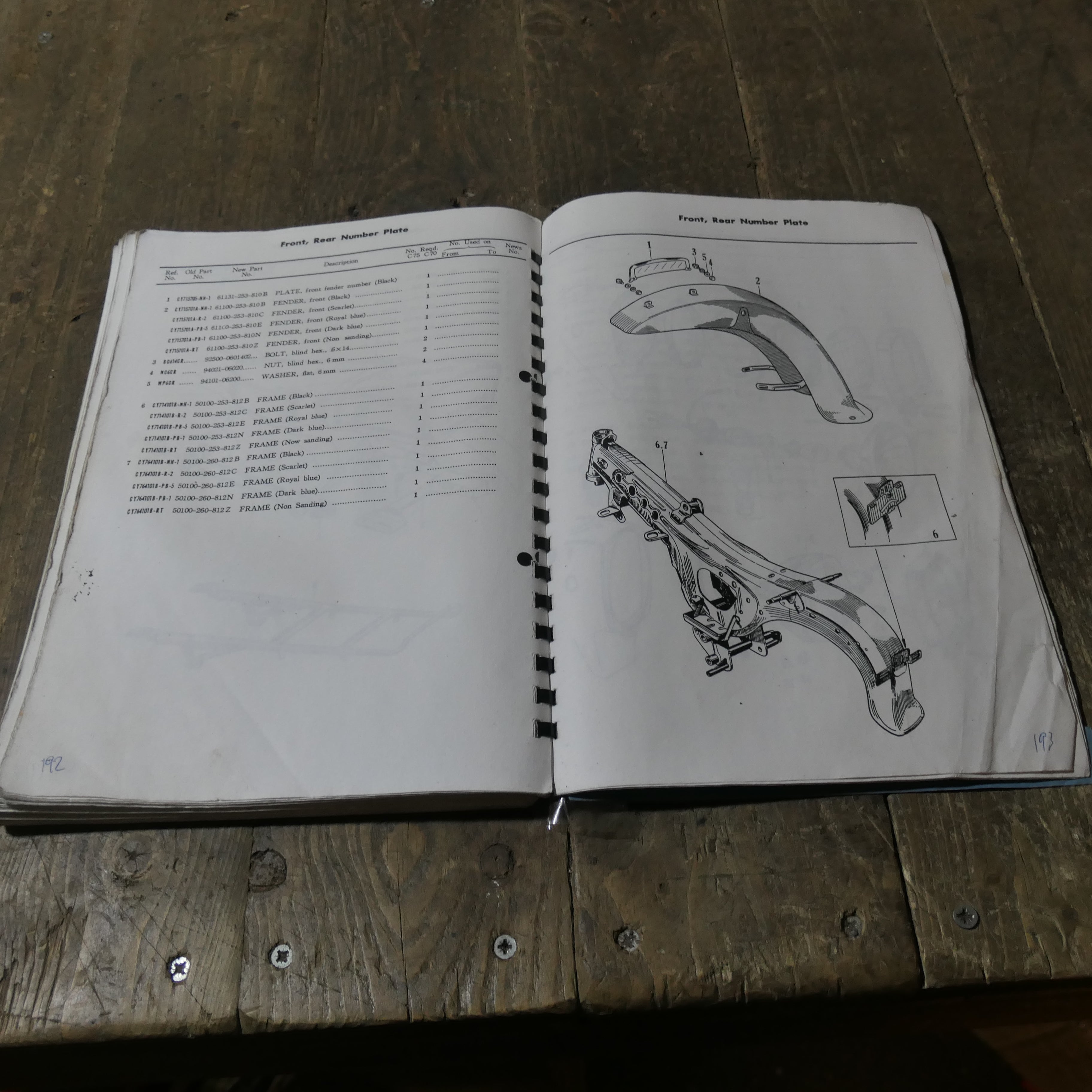 Honda C72 C77 ,Parts List Catalogue, 250cc 300cc.