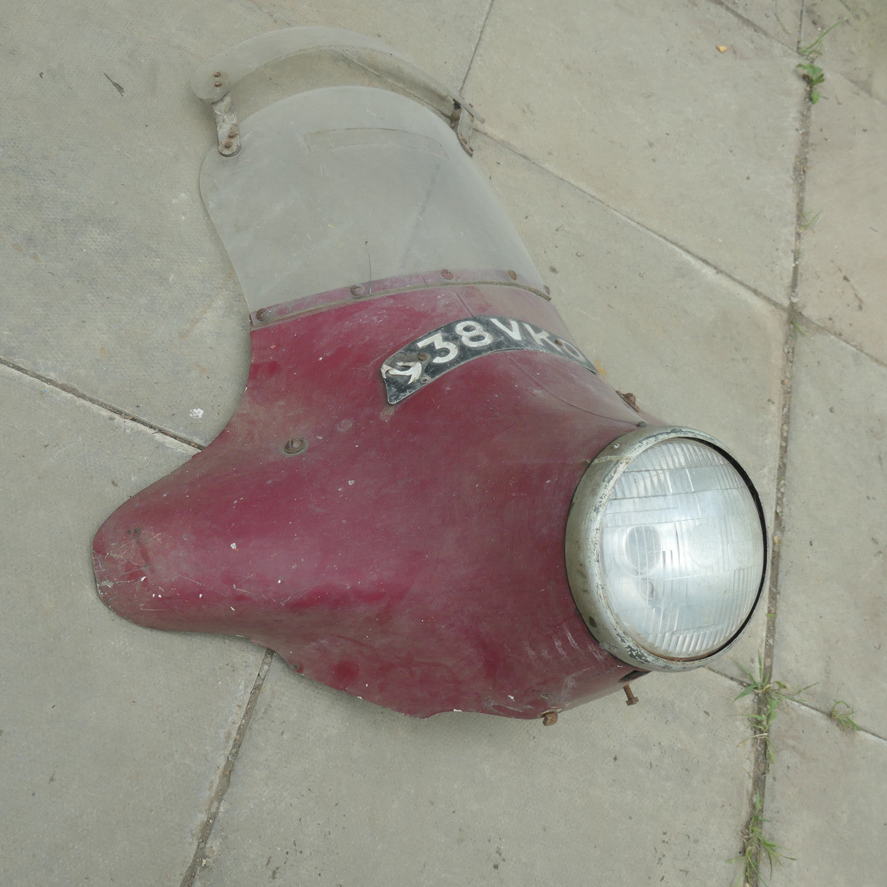 1950s Double Screen and Headlght RARE,Avon Fairing, Maroon With Headlght RARE