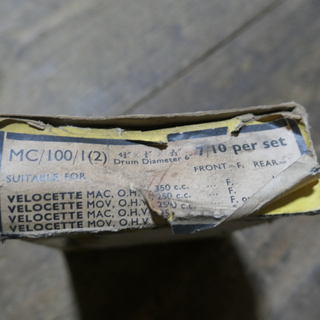 Velocette MAC,Nu-Texa Brake Linings, MOV 1937-46