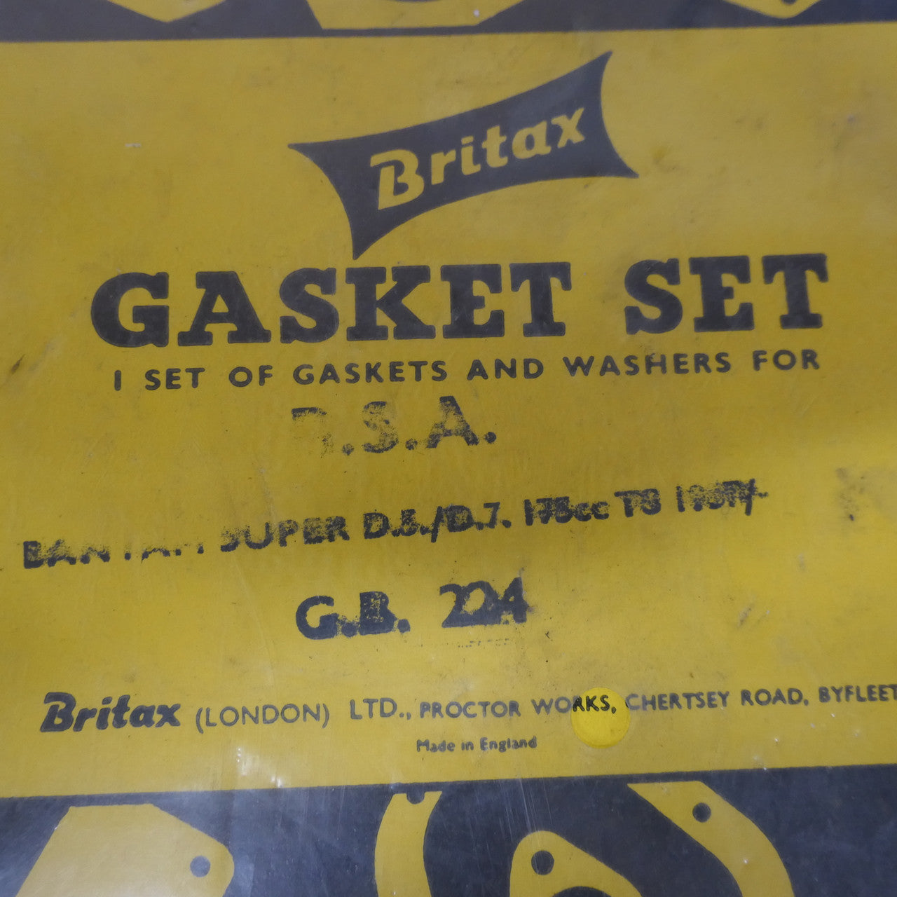 BSA ,Bantam Gasket Set, D5 D7 175cc Britax NOS GB224