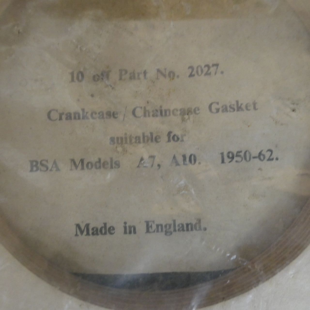 BSA A7A10 Crankcase ,Chaincase Gasket, 1950-TO-1962 Genuine NOS 2027
