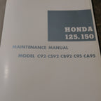 Honda 125,150 Shop Manual  C92,CS92, CB92,C95,CA95. Genuine NOS