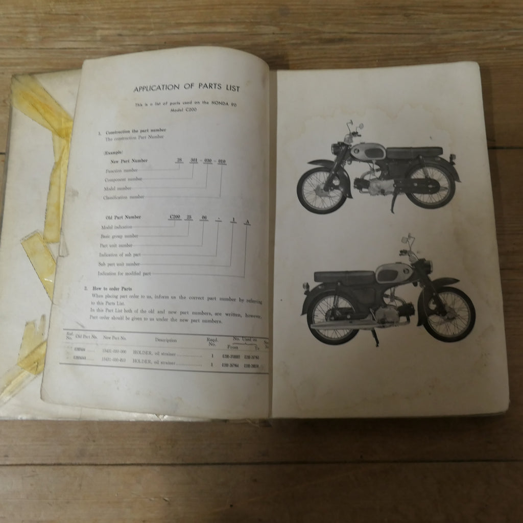 Honda 90  Model C200  Genuine Parts List,  Used.