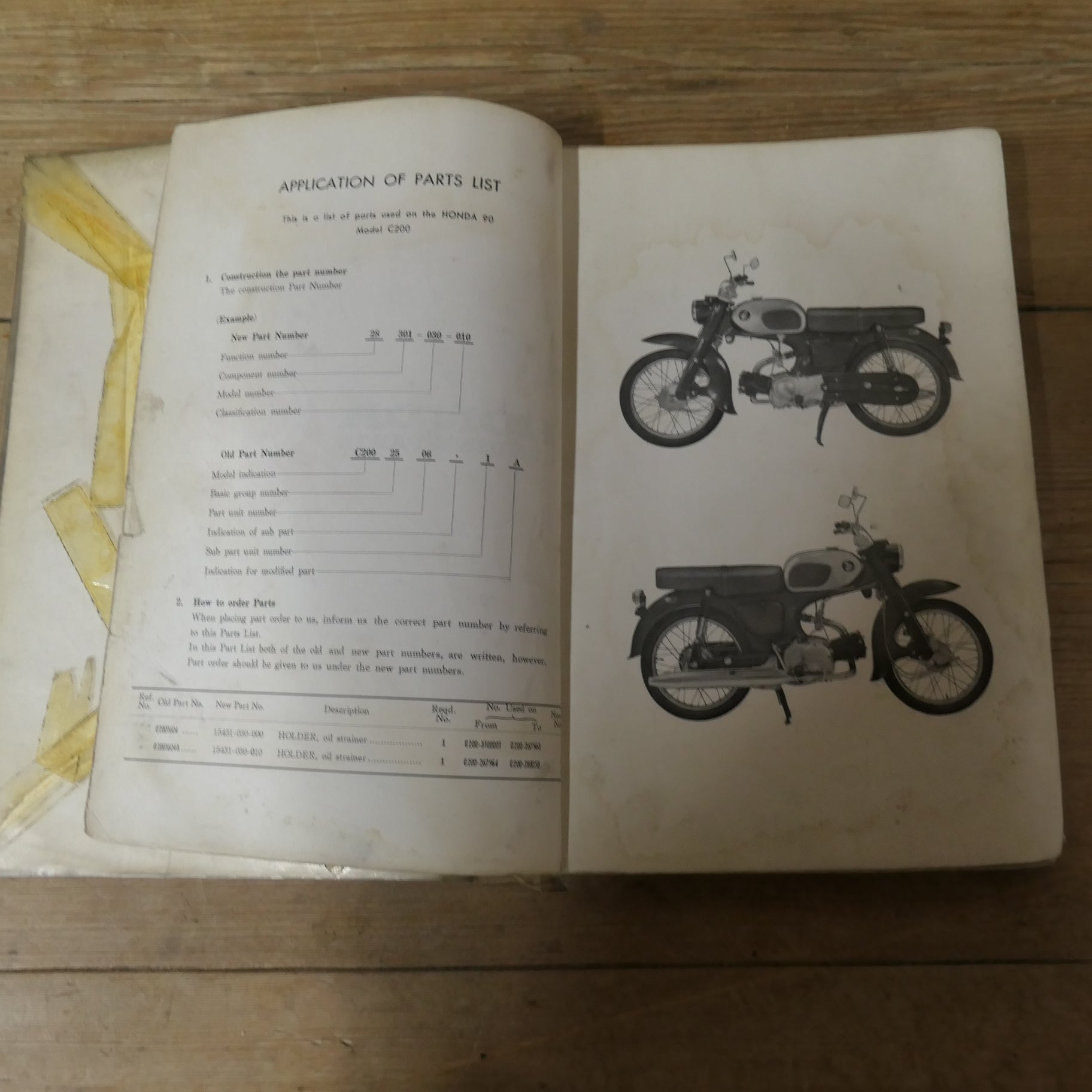 Honda 90  Model C200  Genuine Parts List,  Used.