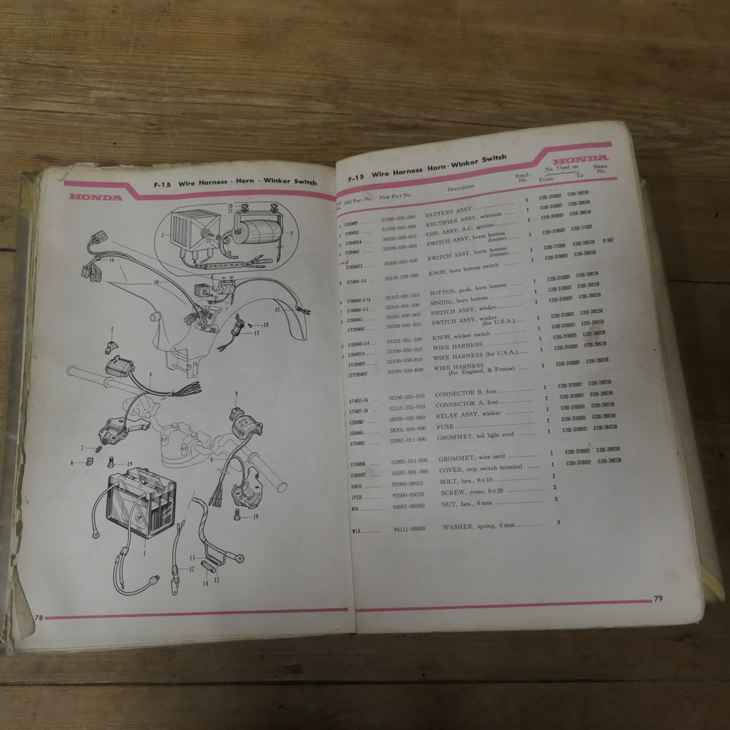 Honda 90  Model C200  Genuine Parts List,  Used.