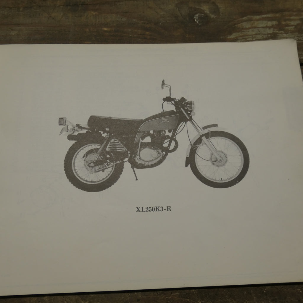 Honda XL 250 K3 ,Parts List, Genuine Honda Part