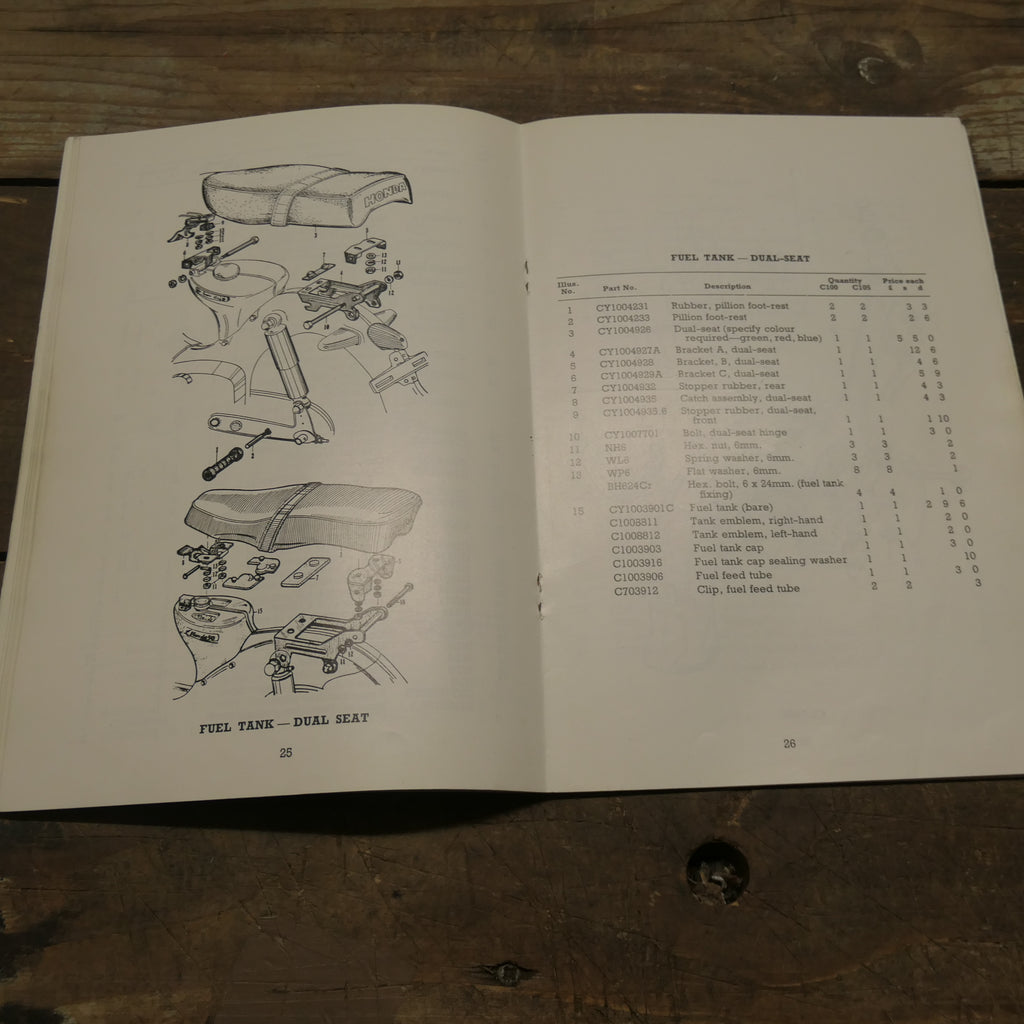 Honda 50-55 Models ,C100 & C105 Parts List book, Genuine Honda