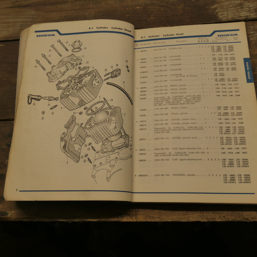 Honda 50-55  Original  Parts List, Used.