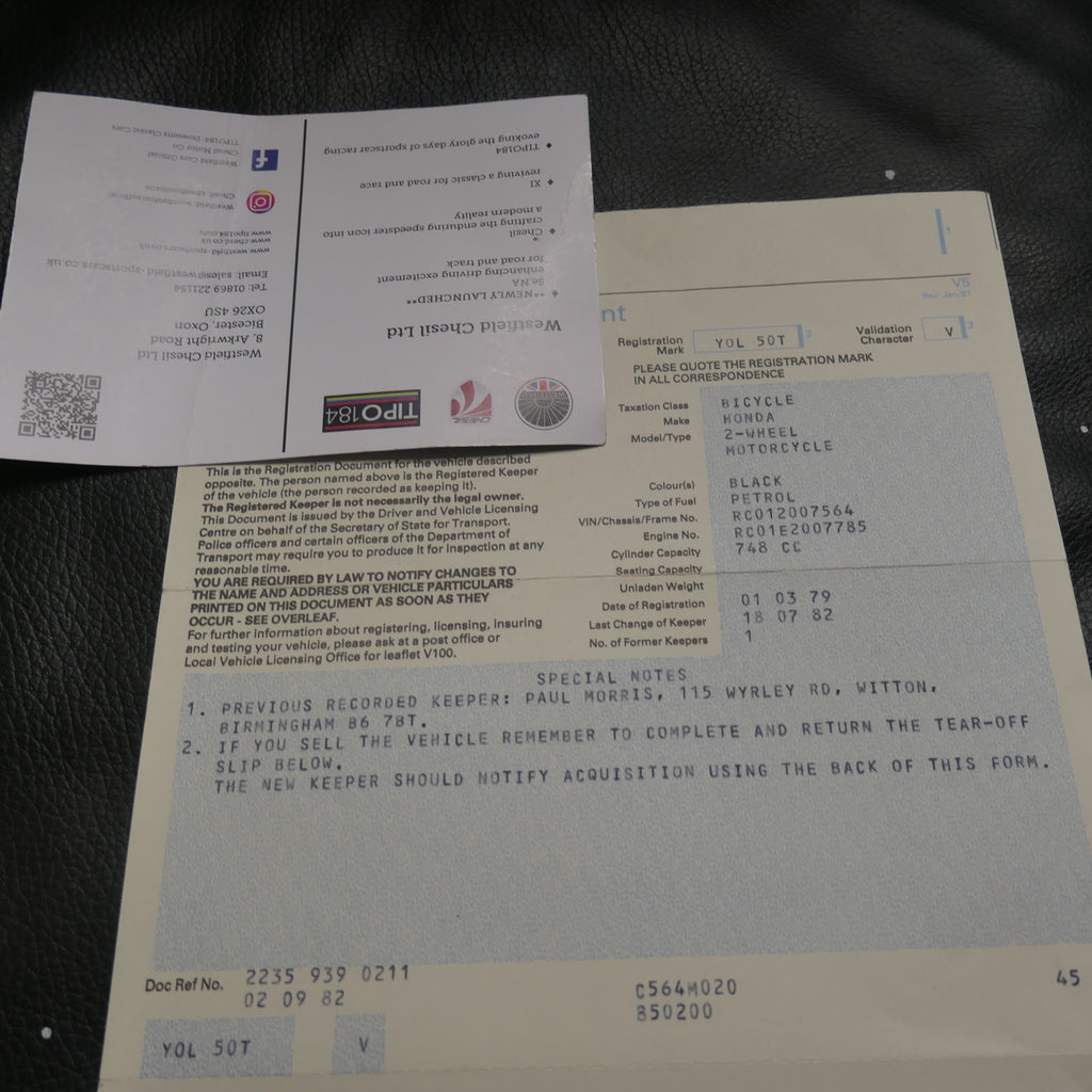 Honda CB750 4 ,Frame and Swing Arm, with Centre Stand with V5 Registration Documents