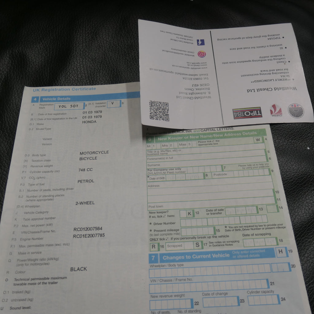 Honda CB750 4 ,Frame and Swing Arm, with Centre Stand with V5 Registration Documents