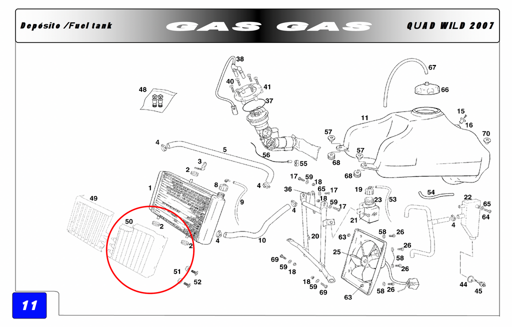 Gas Gas Wild HP 450 Left Side Radiator Protector Guard Cover ATV Quad Bike