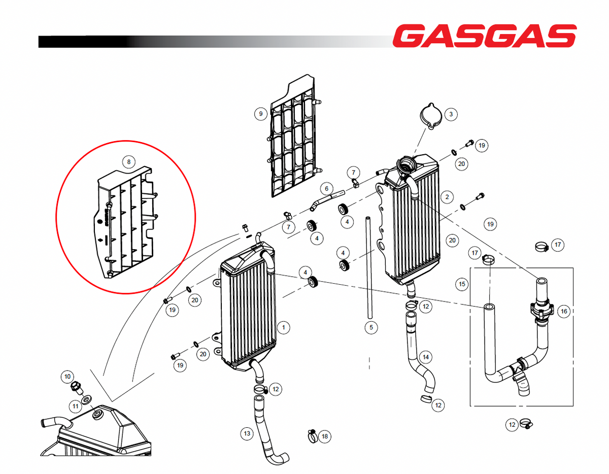 Gas Gas EC 300 XC 300 Ranger 300 2018-2020 Left Side Radiator Grill Guard