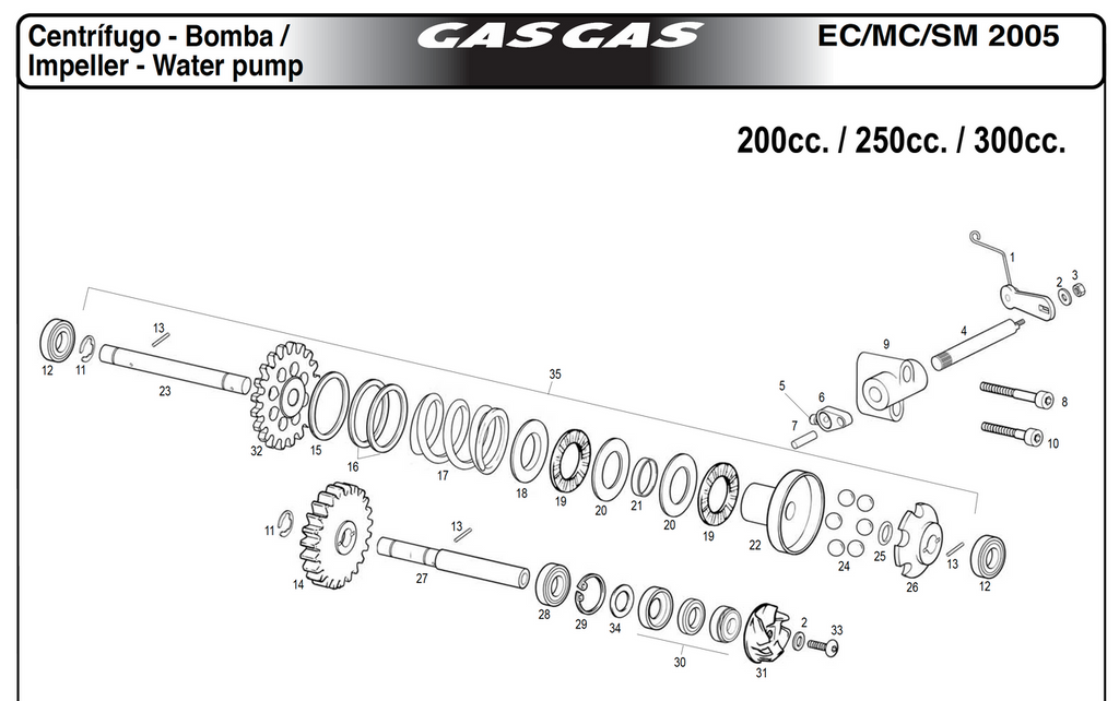 Gas Gas EC Water ,Pump Impeller Set, ME250416005CT