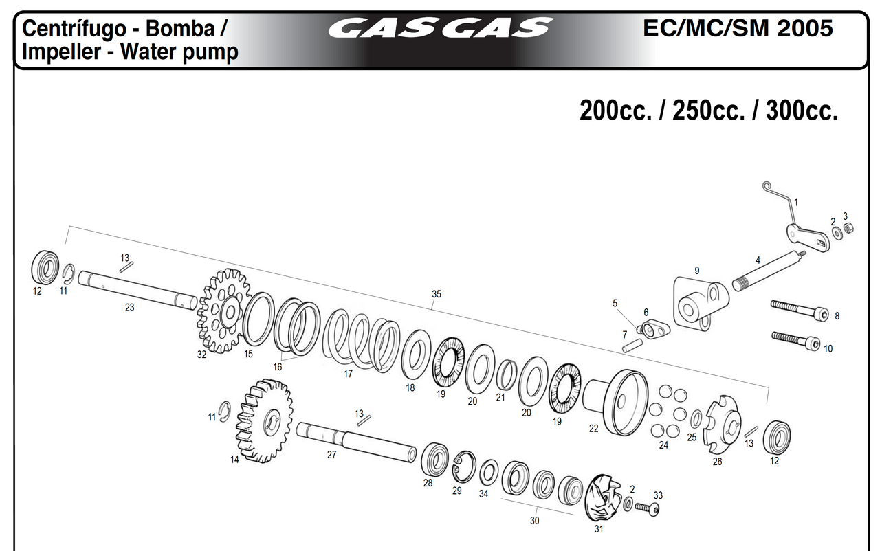 Gas Gas EC Water ,Pump Impeller Set, ME250416005CT
