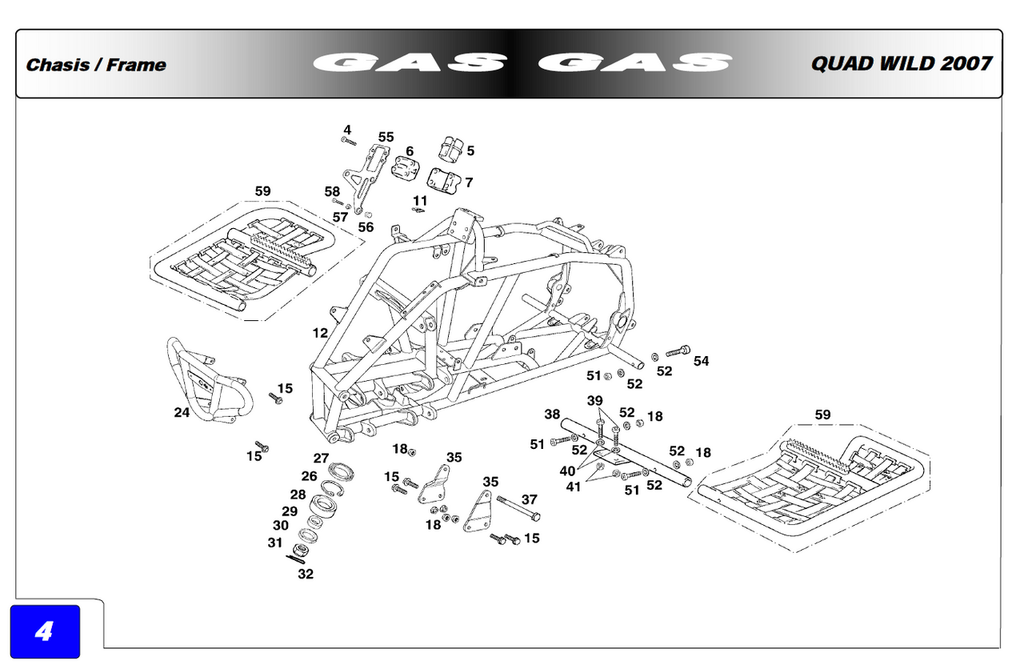 Gas Gas HP 450 Quad 2007 Left Side ,Footrest Frame, Genuine NOS BQ300510002CT