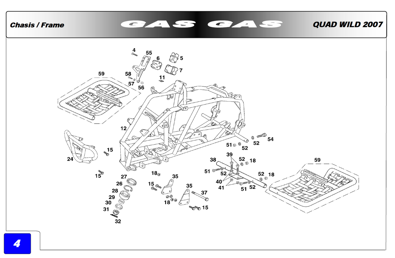 Gas Gas HP 450 Quad 2007 Left Side ,Footrest Frame, Genuine NOS BQ300510002CT