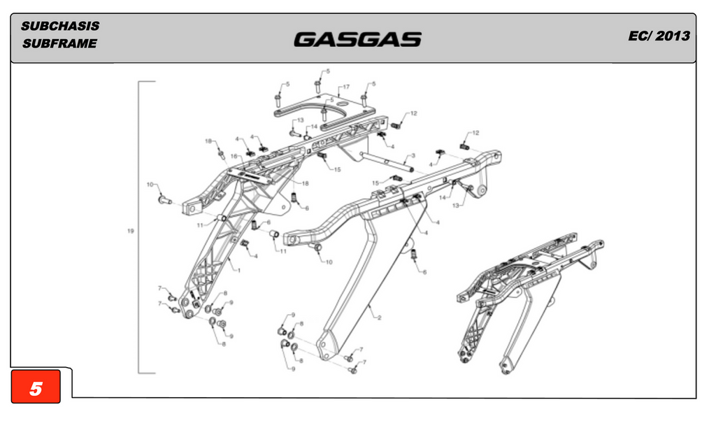 Gas Gas EC250/300 2013 Rear ,Subframe Support, Genuine BE10000693012