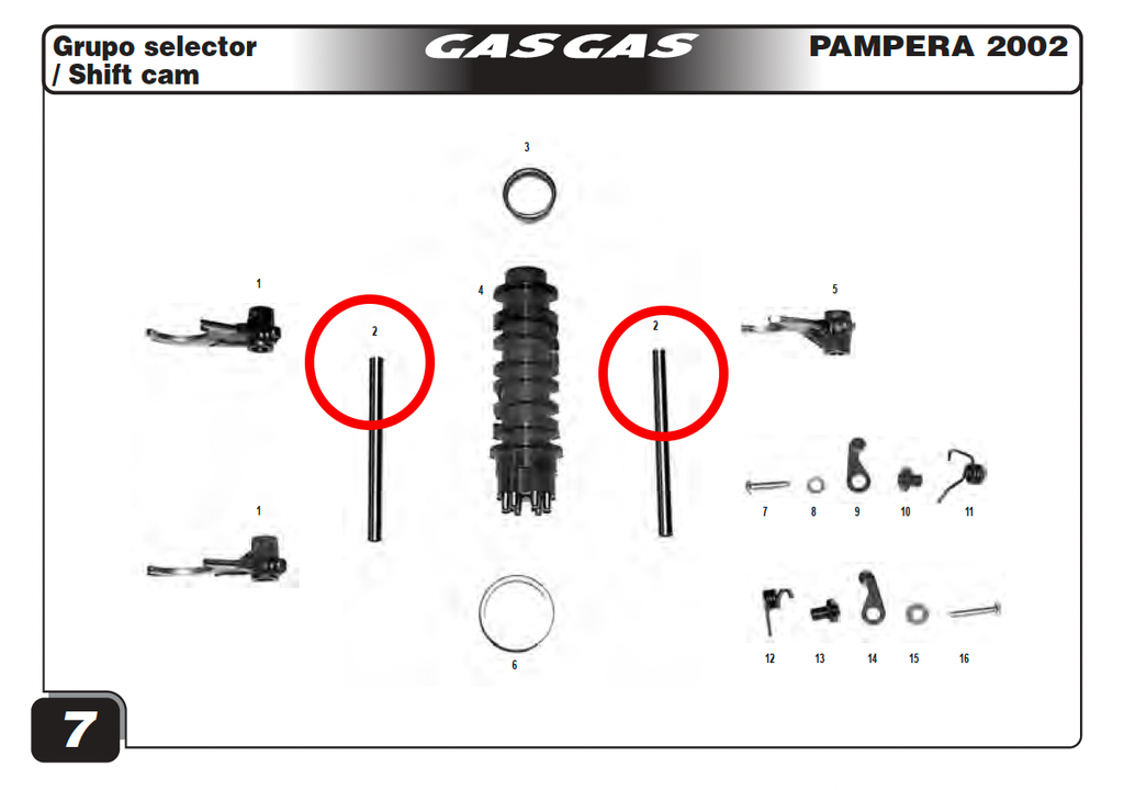 Gas Gas Delta GT JTR JT JTX TXT Pampera ,Selector Fork Axle,  M03638001